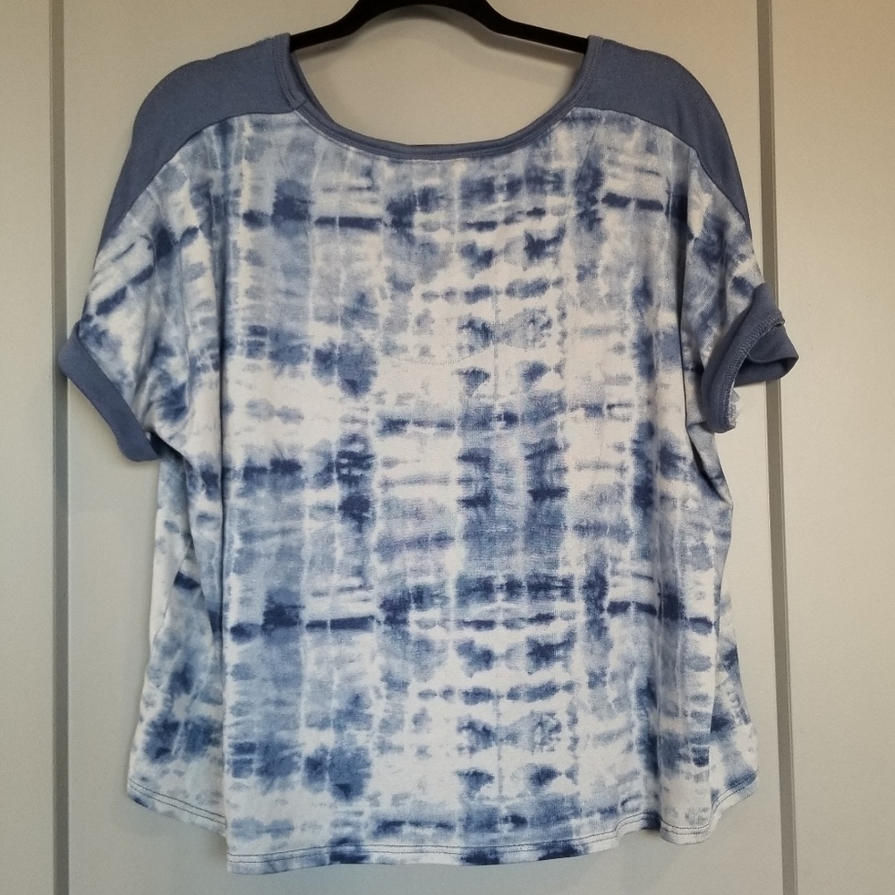 Lucky Brand Blue & White Tie Dye Top Size 3x - Picture 4 of 8